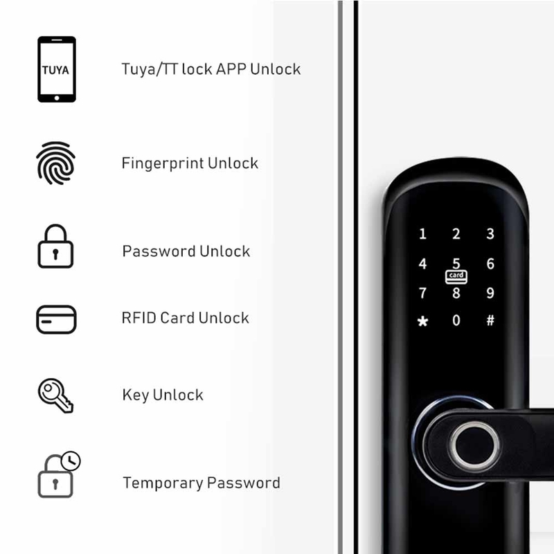 Serratura di porta digitale dell'impronta digitale della serratura di Tuya Wifi di sicurezza intelligente astuta domestica del App