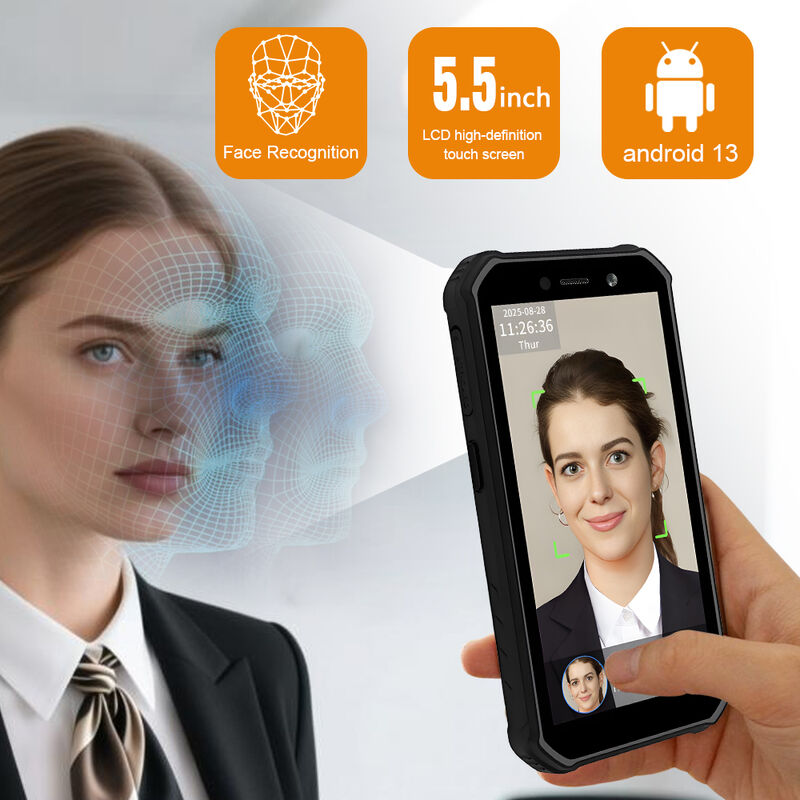 5.5 Inch Touch Screen 、 0.3s Fast  Face Recognition Time Attendance Terminal - 5000 Face Capacity for Mobile Attendance