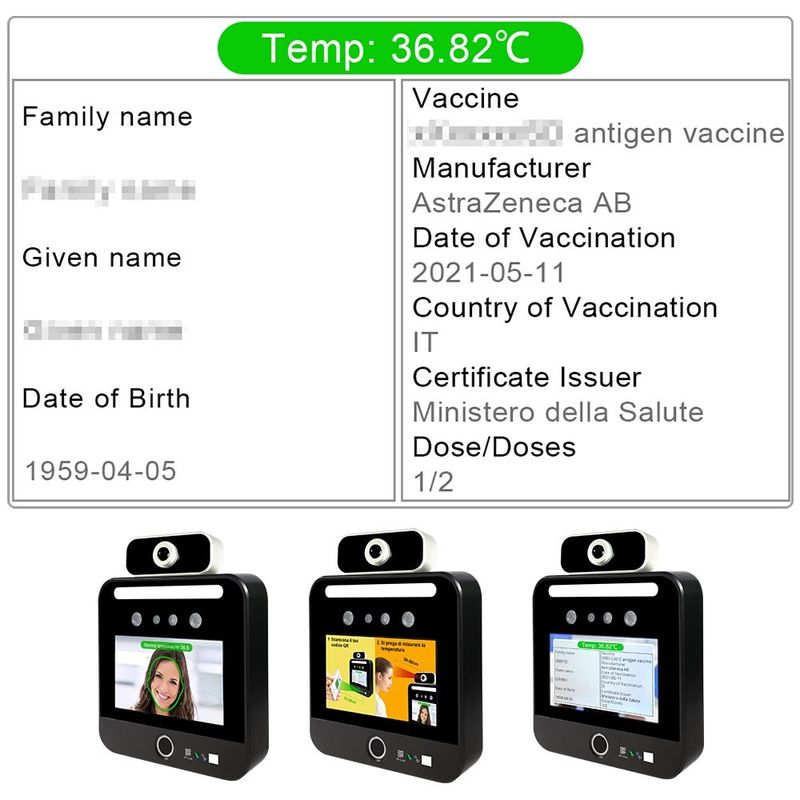 Passaggio facciale libero di verde dell'analizzatore UE di temperatura di riconoscimento di SDK