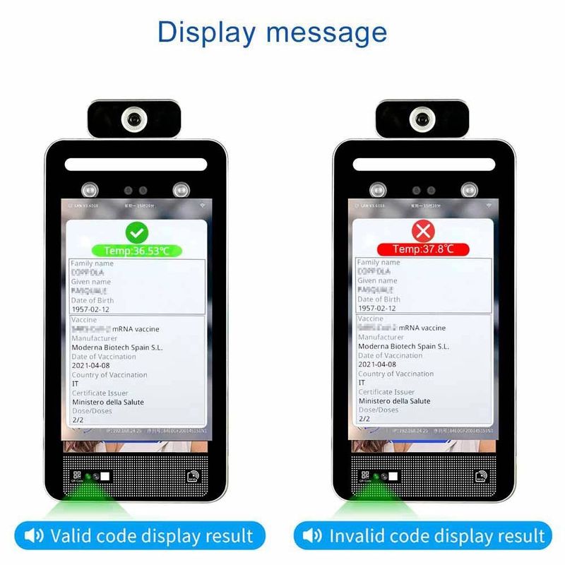 Lettore Body Temperature Kiosk di Digital Qr dell'Eu C19 con riconoscimento facciale
