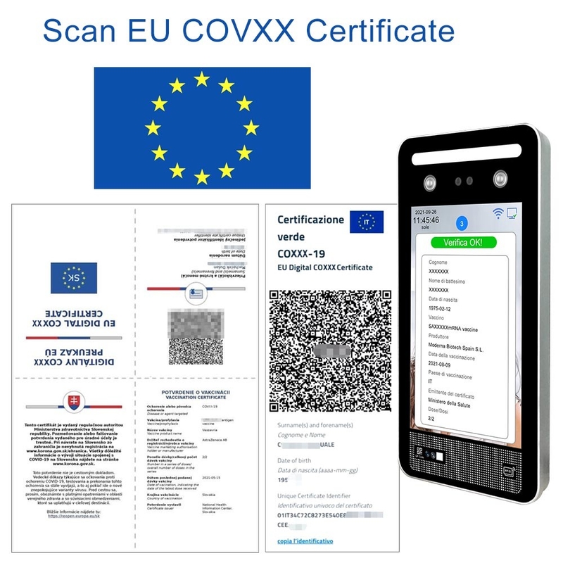 C19 lettore vaccino dell'analizzatore del QR Code di Verifica Italia dell'analizzatore del passaggio di verde del App UE UE