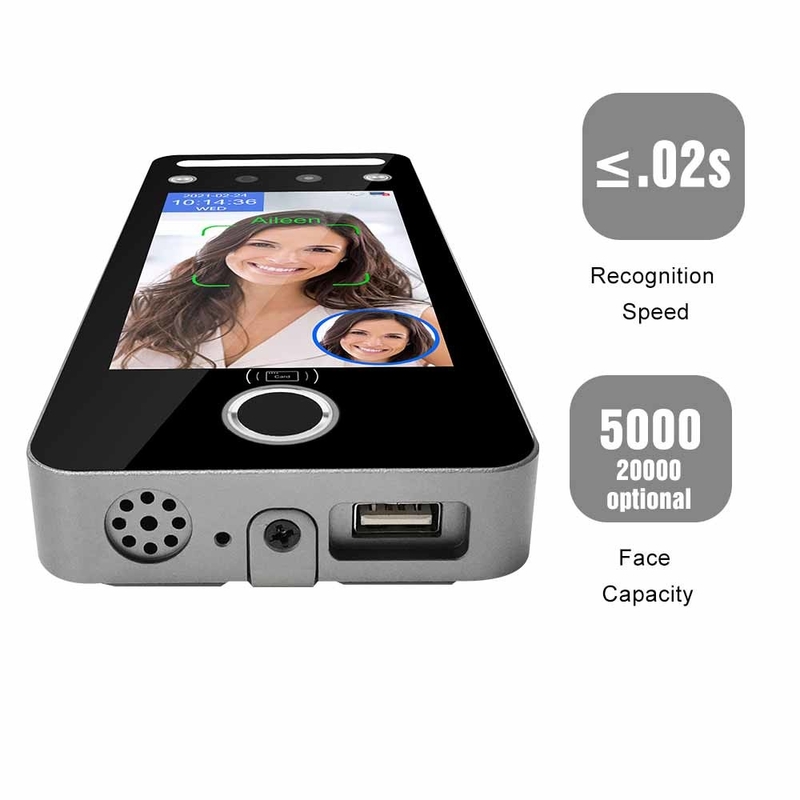 Lettore di schede facciale del QR Code di Touchless di tempo di partecipazione della macchina a 5 pollici dell'impronta digitale