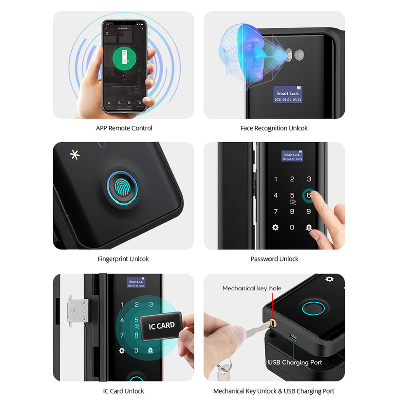 La serratura di porta astuta di Digital del controllo di accesso Tuya affronta la serratura di porta del riconoscimento