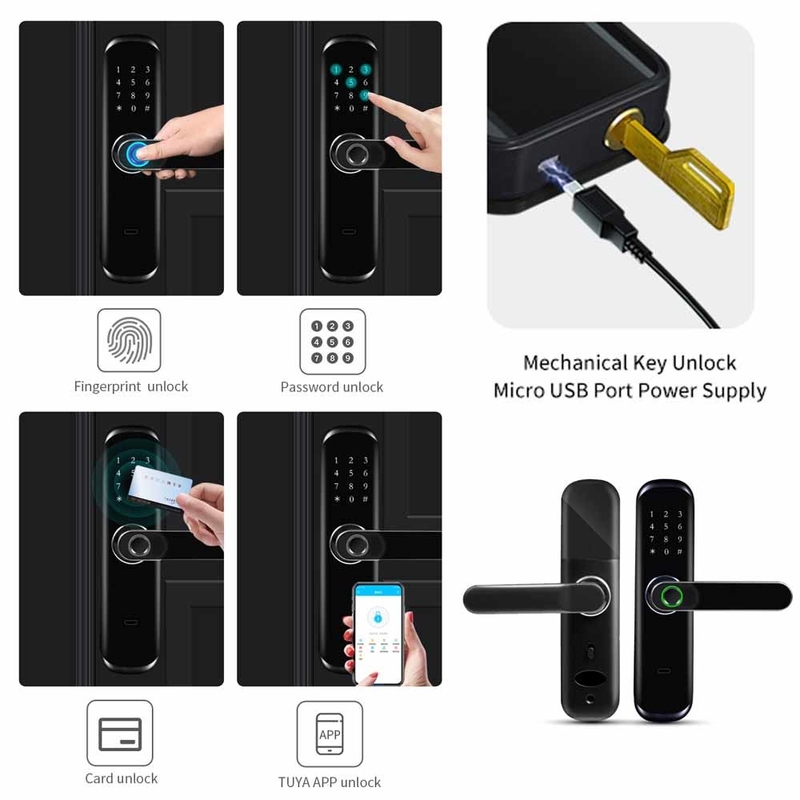 Smart Home Keyless Tuya APP Wifi della serratura di porta della tastiera biometrica dell'impronta digitale