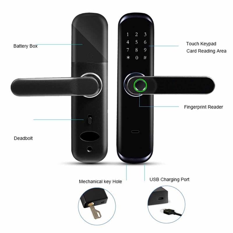 Smart Home Keyless Tuya APP Wifi della serratura di porta della tastiera biometrica dell'impronta digitale