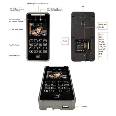 2.8" Sistema di controllo di accesso di riconoscimento facciale Monitoraggio in tempo reale
