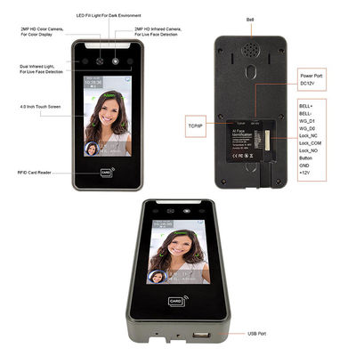 5000 Capacità del volto Wifi Cloud Software Carte del dipendente Orologio Biometrico Faccia Macchina Assistenza Backup Batteria