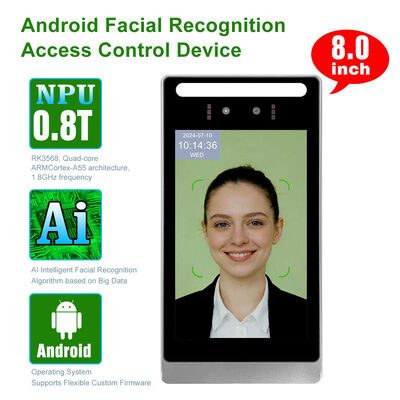 OEM/ODM RK3568 8 pollici Industrial Android AI Face Recognition Access Control Machine per porta del treppiede a giradischi