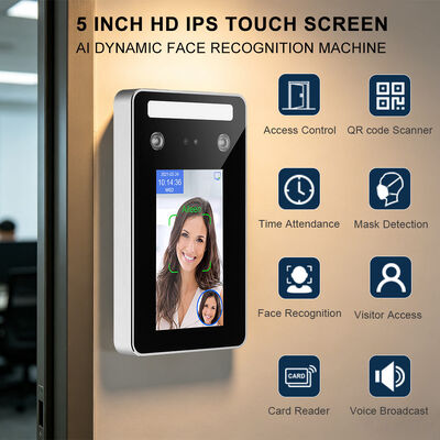 Terminale di riconoscimento facciale dinamico AI impermeabile con APP mobile software gratuito per riconoscimento scheda RFID