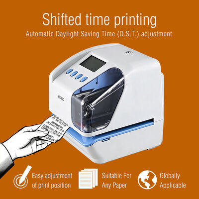 Macchina marcatempo per presenze con disco flash USB, orologio a timbratura con stampa a 2 righe multilingue
