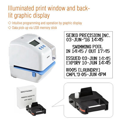 Macchina marcatempo per presenze con disco flash USB, orologio a timbratura con stampa a 2 righe multilingue